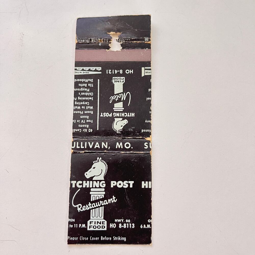 The Hitching Post Restaurant Sullivan MO Vintage Matchbook Cover MB96-2